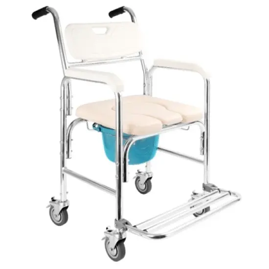Topteng Multifunction Wheeled Mobile Toilet Commode Shower Chair Wheelchair For Elderly image {7}