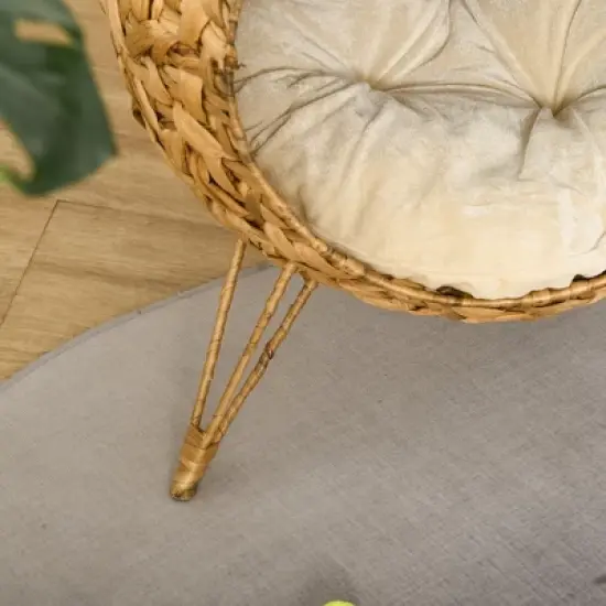 PawHut 20.5" Weaved Cat Bed, Elevated Hand Made Cat House Condo with Cushion image {5}
