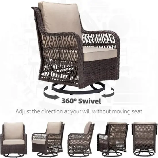 GustoWave 3-Piece Outdoor Wicker Patio Bistro Set  for Backyard, Porch, Deck, Balcony, Garden image {3}