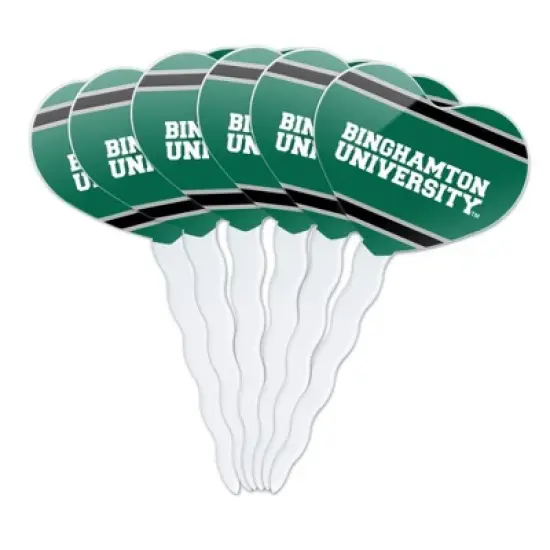 Binghamton University Stripes Heart Love Cupcake Picks Toppers Decoration Set of 6 image {7}