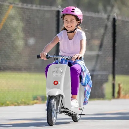 Razor Pocket Mod Miniature Euro 24V Electric Kids Ride On Retro Scooter, Speeds up to 15 MPH with 10 Mile Range, Ages 13 and Up, White image {4}
