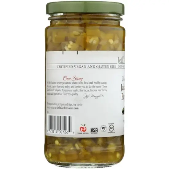 Jeff's Garden Diced Tamed Jalapeno Peppers - Case of 6/12 fz image {3}