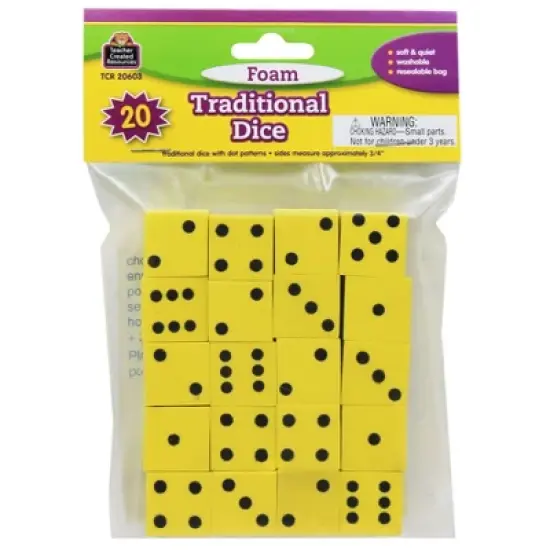 Teacher Created Resources Foam Traditional Dice, 0.75", 20 Per Pack, 3 packs image {2}
