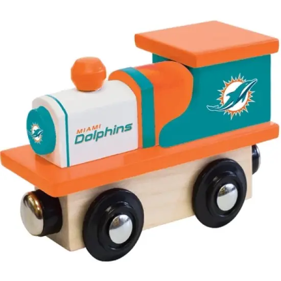 MasterPieces Officially Licensed NFL Miami Dolphins Wooden Toy Train Engine For Kids image {1}