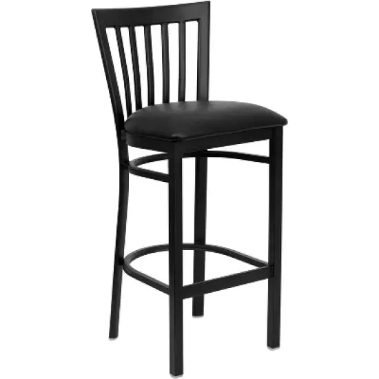 Flash Furniture Black School House Back Metal Restaurant Barstool image {10}