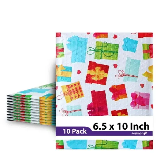 Fosmon 6.5 x 10 - #0 Gift Wrap Birthday Holiday Poly Bubble Mailer, Lightweight Water/Dust/Shock/Tear Resistant Padded Shipping Envelopes image {7}