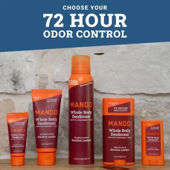 Mando Whole Body Men's Smooth Solid Deodorant Bourbon Leather - Trial Size - Aluminum-Free 0.5oz image {8}