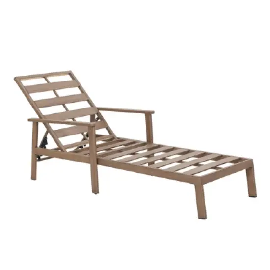 COWLOWN Outdoor Aluminum Chaise Lounge Chair with Padded Cushion & Armrests, Weather-Resistant Patio Recliner for Poolside, Deck, Garden Relaxation image {4}