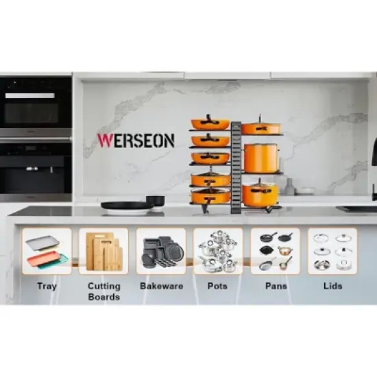 Pot Organizer Rack 8 Tiers Pots and Pans Organizer, Pot Lid Organizer for Kitchen Cabinet Cookware Organizers and Storage,Upgraded image {10}