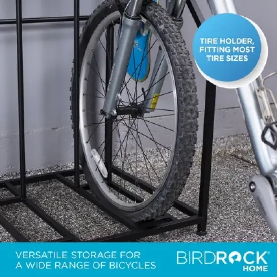 BirdRock Home 3-Bike Stand Rack with Storage - Black image {4}