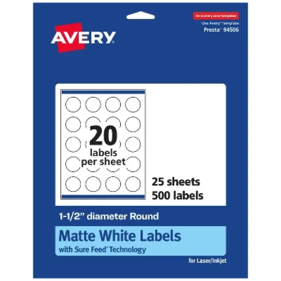 Avery Matte White Round Labels, 1.5" diameter image {9}
