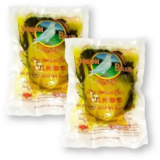 Pigeon Brand Sour Pickled Mustard Greens Half in Brine 12.3 Oz. X 2 (Pack of 2) image {4}