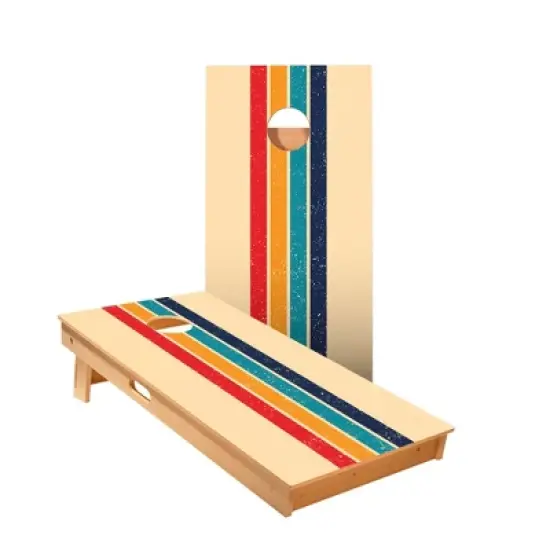 Skips Garage Retro Stripes Cornhole Boards - ACA Star Series image {1}