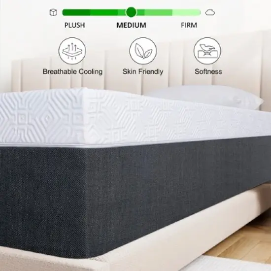 Wuleitex 10 Inch Medium Cooling Gel Memory Foam Mattress with Breathable Cover image {4}