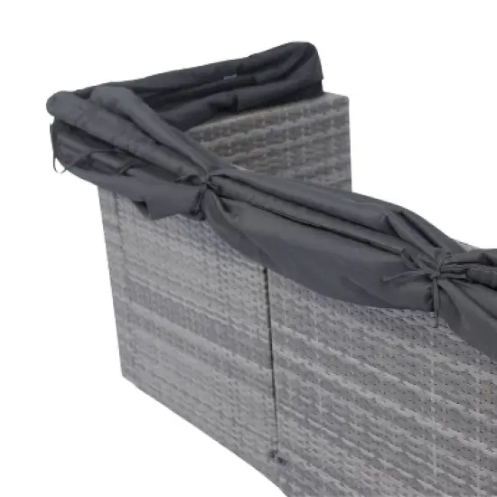 Isabel 7-Piece PE Wicker Rattan Patio Conversation Set, Patio Sectional Sofa Set with Retractable Canopy, Outdoor Furniture - Maison Boucle image {4}