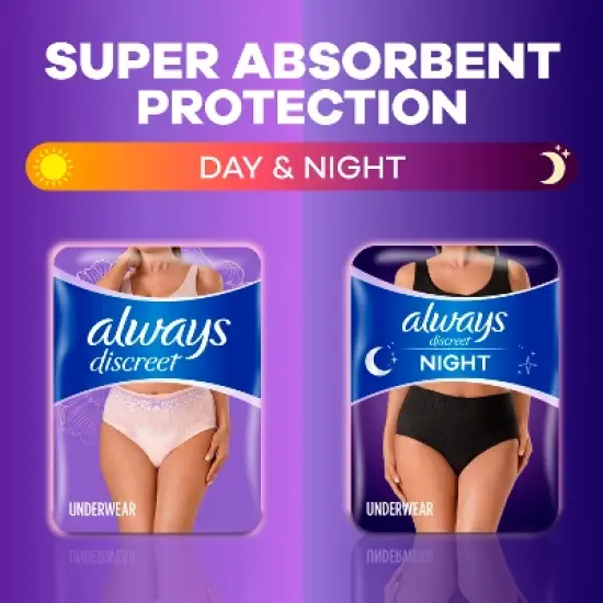Always Discreet Night Black Women's Incontinence Underwear - Maximum - XL - 14ct image {6}