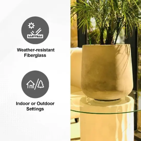 Rosemead Home & Garden, Inc. Concrete Outdoor Planter Pot Natural 13"x13" image {7}