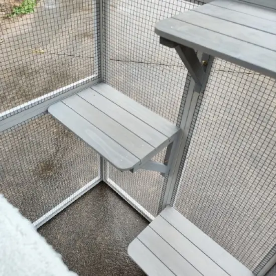 Wooden Catio Outdoor Cat Enclosure, Outdoor Cat House With Weatherproof, Large Solid Wood Cat Cage Playpen With 6 Jumping Platforms-Cuddlewood image {6}