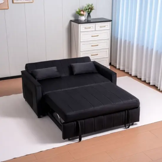 NicBex Convertible Sofa Bed Loveseat Couch with Pull Out Bed & Adjustable Backrest,Upholstered Sleeper Sofa for Living Room,Bedroom image {3}