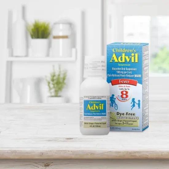 Advil Children's Dye-Free Liquid Fever Reducer/Pain Reliever 100 mg - Ibuprofen (NSAID) - White Grape - 4 fl oz image {1}