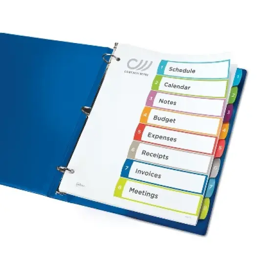 Avery Ready Index Table of Contents Dividers Multicolor Tabs 1-8 Letter 11841 image {8}