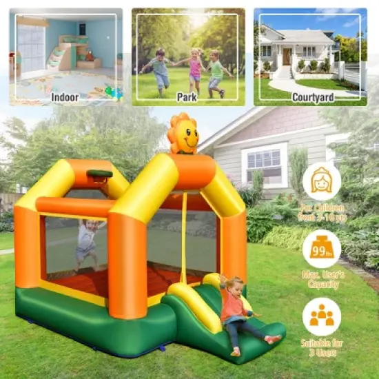 Costway Inflatable Bounce Castle Jumping House Kids Playhouse w/ Slide & 735W Blower image {4}