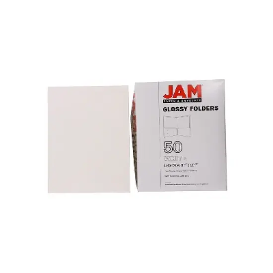 JAM Paper Laminated Two-Pocket Glossy Presentation Folders White 385GWHD image {8}