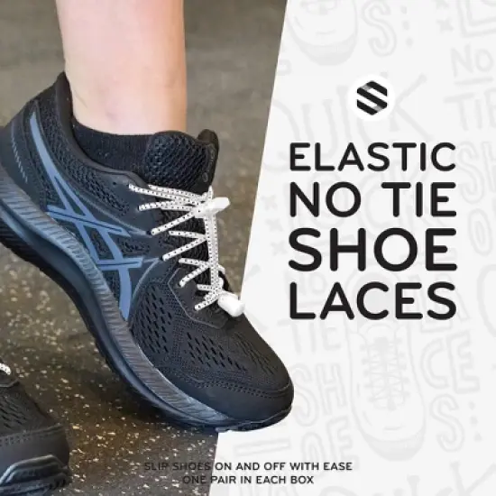 The Original Stretchlace Quick Lock No-Tie Elastic Shoelaces &ndash; White Adjustable Shoe Laces (1 Pair) image {2}