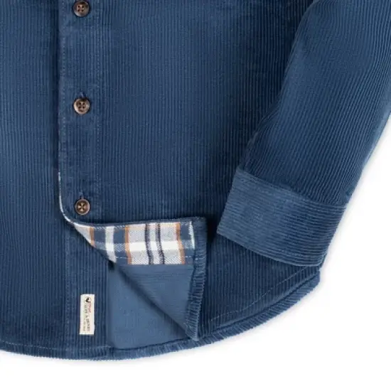 Hope & Henry Boys' Long Sleeve Corduroy Button Down Shirt with Flap Pockets, Kids image {2}