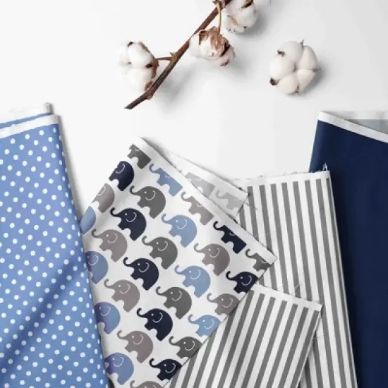 Bacati - Elephants Blue/Navy/Gray 3 pc Crib Bedding Set image {1}