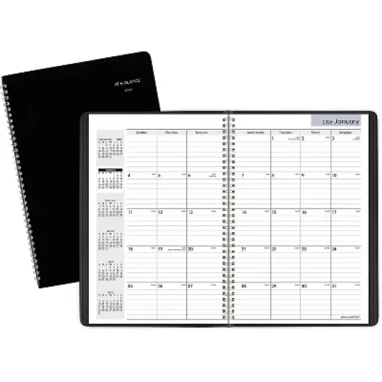 2026 AT-A-GLANCE DayMinder 8" x 12" Monthly Planner Faux Leather Cover Black (G470-00-26) image {7}