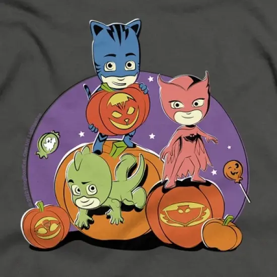 Toddler Boys' Pj Masks Halloween Catboy, Owlette, Gekko Mask Pumpkins T-Shirt image {1}