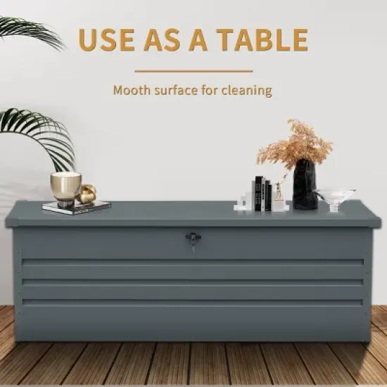 260 Gallon Outdoor Metal Poolside Deck Box,Extra Large Waterproof Storage Box with Lockable Storage Container,Modern Patio Storage Box-Coolbibila image {1}