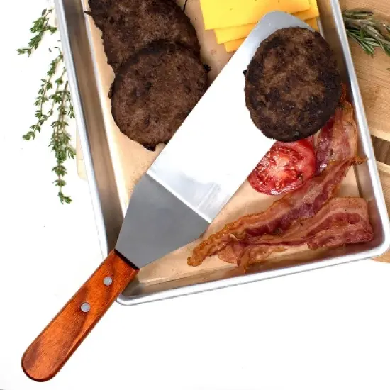 Norpro Stainless Steel Jumbo Solid Spatula with Mahogany Handle, 12-Inch image {4}