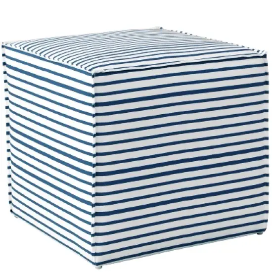 French Seam Ottoman in Nautical Stripe Navy - Skyline Furniture image {1}