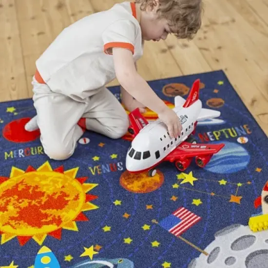 KC CUBS Boy & Girl Kids Outer Space Solar System Planets Educational Learning & Game Play Area Nursery Bedroom Classroom Rug Carpet image {4}