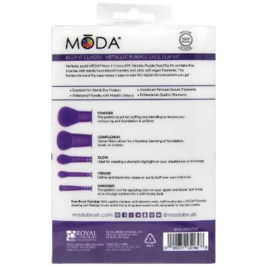 MODA Brush Keep It Classy Metallic Purple Face Flip Makeup Brush Sets- 6pc image {4}