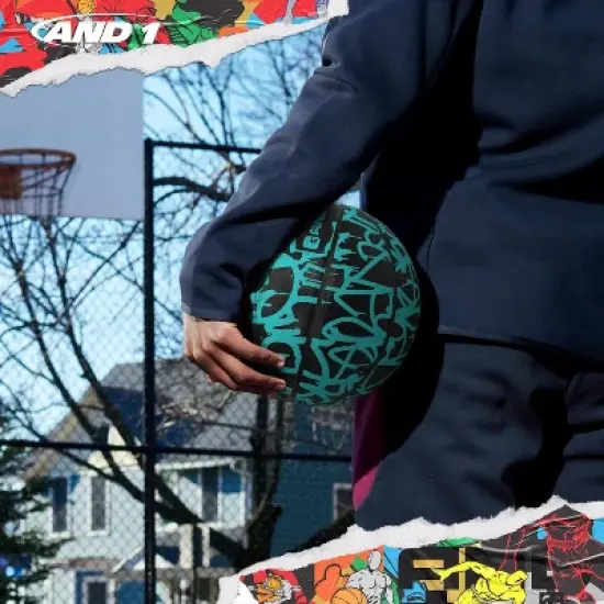 AND1 Fantom Graffiti Basketball: Official Regulation Size 7 (29.5 inches) - Deep Channel Construction, Made for Indoor Outdoor Games image {4}