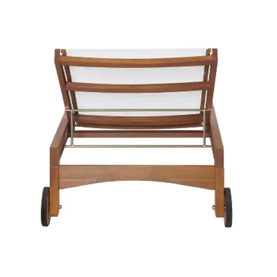 Christopher Knight Home Coloma Outdoor Mesh and Acacia Wood Armless Adjustable Chaise Lounge with Wheels image {6}