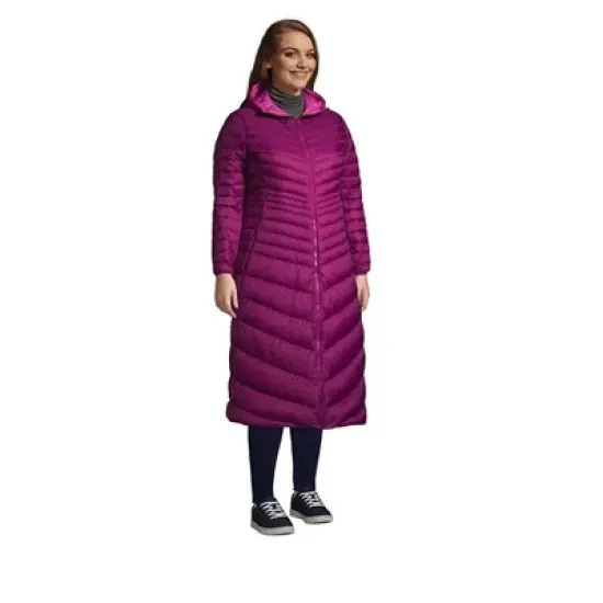 Lands' End Women's Plus Size Wanderweight Ultralight Packable Maxi Down Coat image {2}