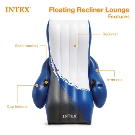 Intex Inflatable Floating Comfortable Recliner Lounges with Cup Holders image {3}