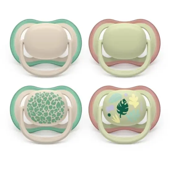 Philips Avent Ultra Air Pacifiers 6-18m - Leopard Print/Tropical Mix - 4pk image {1}