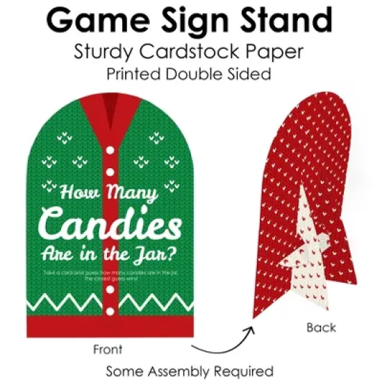 Big Dot of Happiness Ugly Sweater - How Many Candies Holiday and Christmas Party Game - 1 Stand and 40 Cards - Candy Guessing Game image {4}