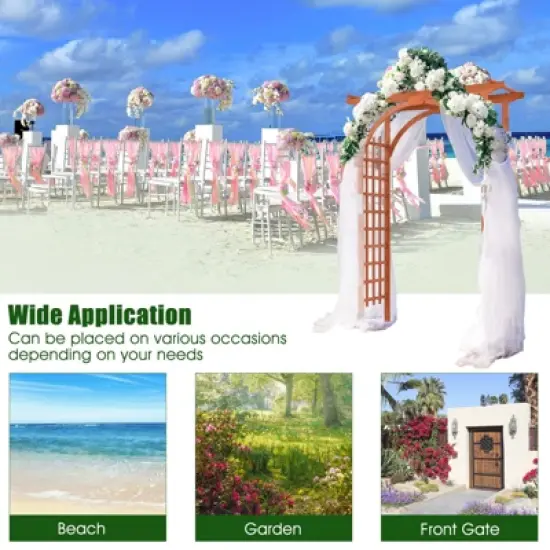 Tangkula 84.5" Outdoor Wood Arbor Natural Finish Arch Trellis Pergola Lattice image {3}