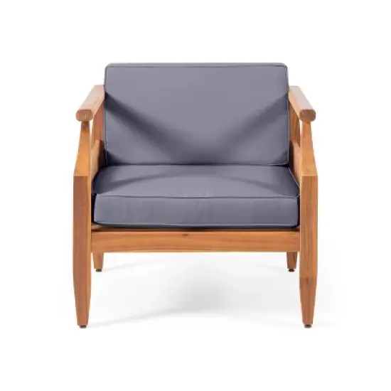 FIONECA Acacia Wood Club Chairs, 500lbs Capacity Outdoor Armchairs with Thick Cushions, Teak Finish Patio Furniture for Garden/Porch image {5}