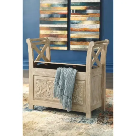 Fossil Ridge Accent Bench Whitewash - Signature Design by Ashley image {5}