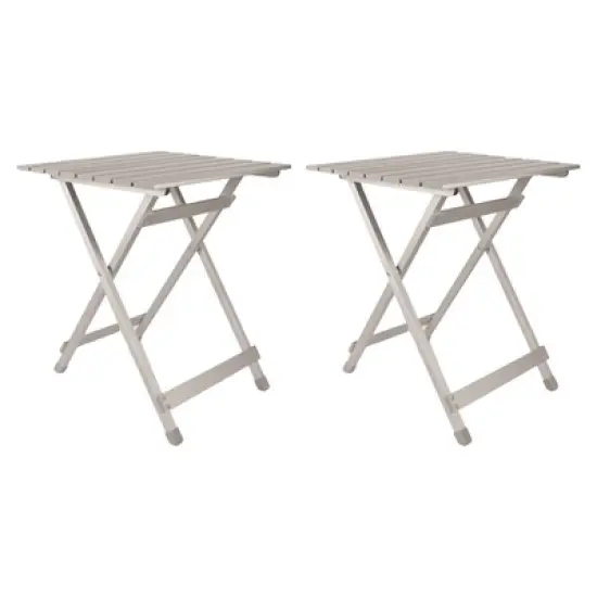 Camco 2 Pack Large Durable Aluminum Fold Away Design Multi Use Outdoor Side Table for RVs, Campsites, Picnics, and Patios, Silver image {6}