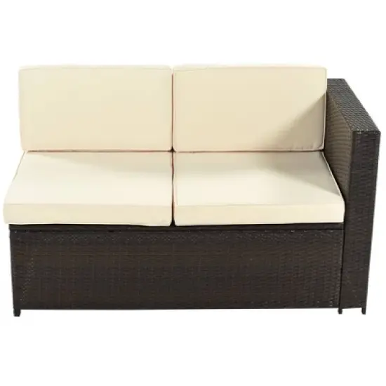 9pc Wicker Patio Sectional Seating Set with Cushions - Beige - GODEER image {14}