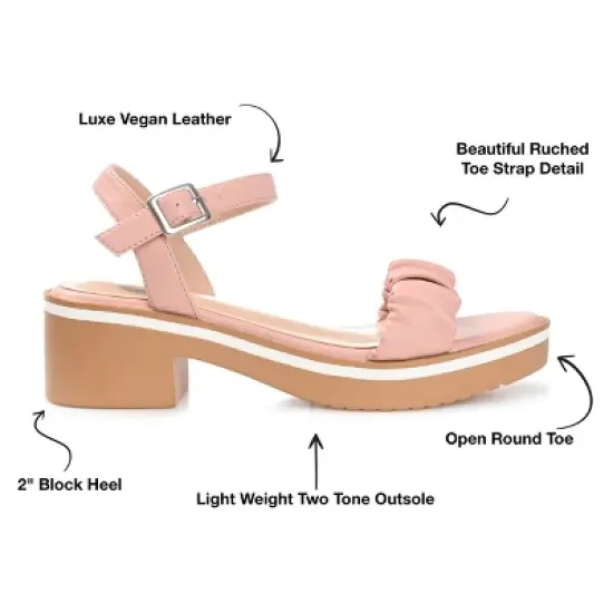 Journee Collection Womens Dexxla Buckle Ankle Strap Low Platform Sandals Rose 10 image {7}