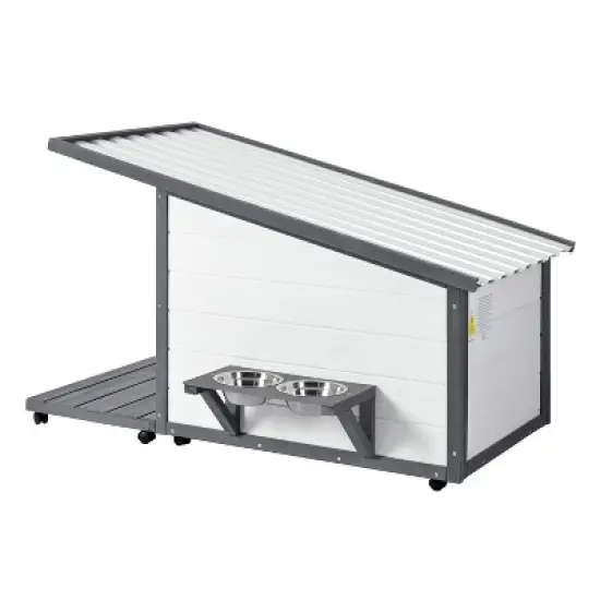 Racxily Outdoor Dog house With Food bowl, 4 swivel wheels image {6}